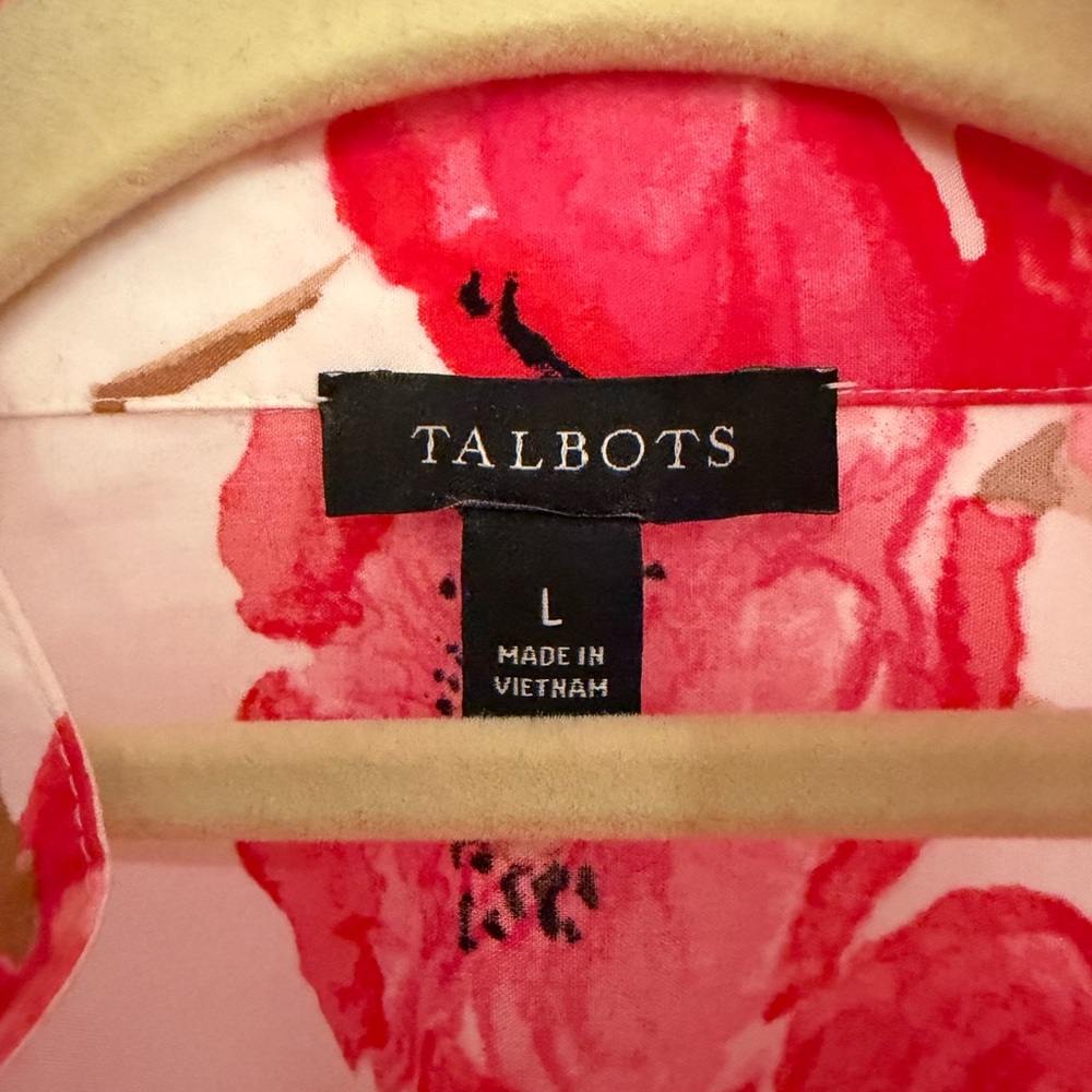 Talbots Red and Pink Floral Poppy Button-Front Tunic - Picture 3 of 6